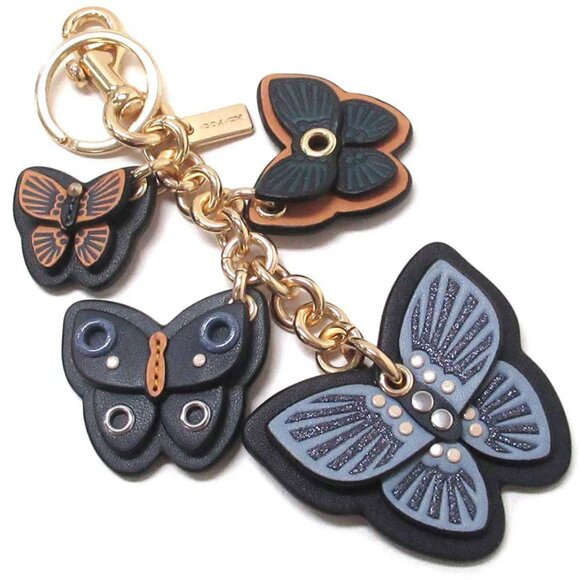 Coach $150 NWT Butterfly Cluster Bag Purse Charm C8224 Gold/Denim Multi - Picture 1 of 10